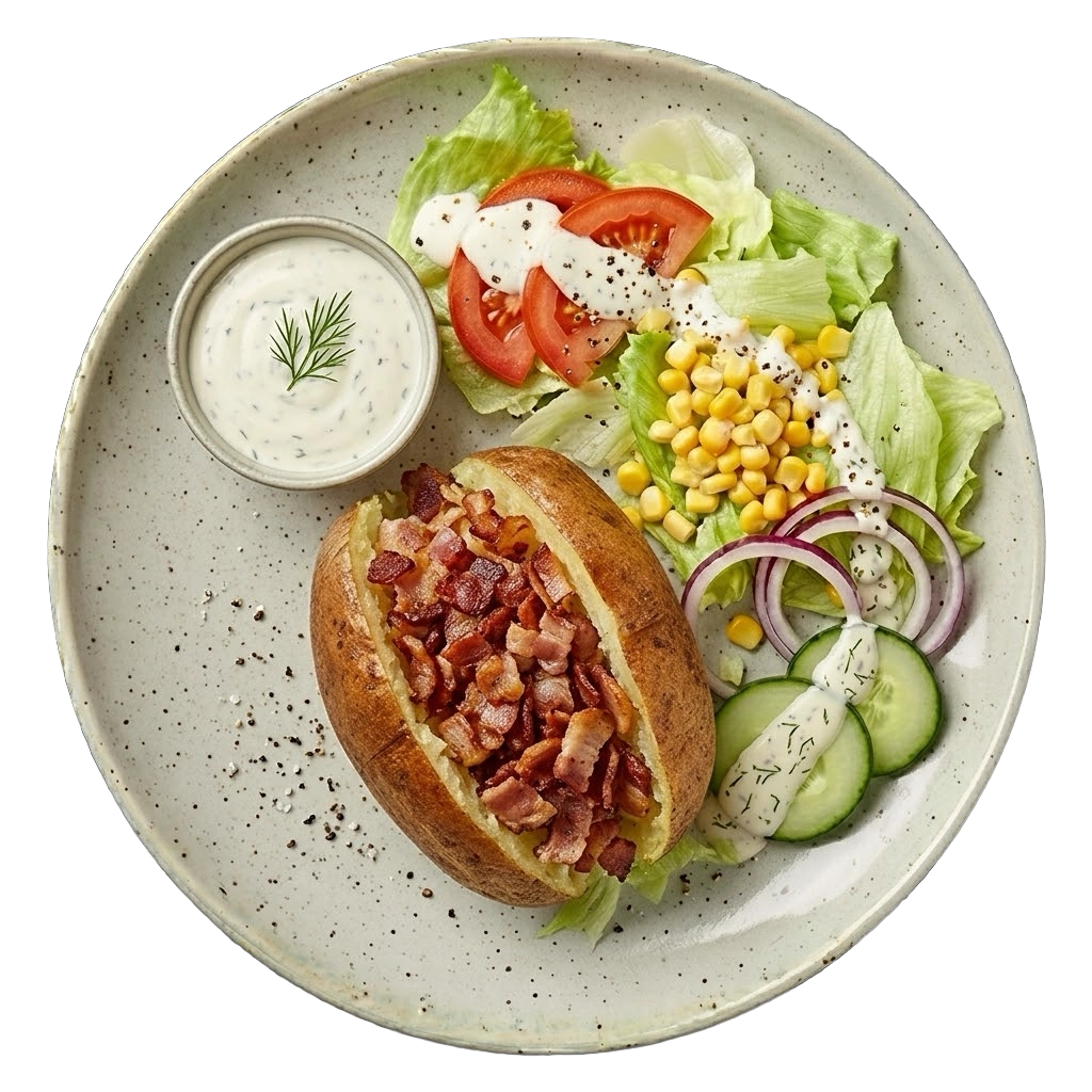 BAKT POTET MED BACON